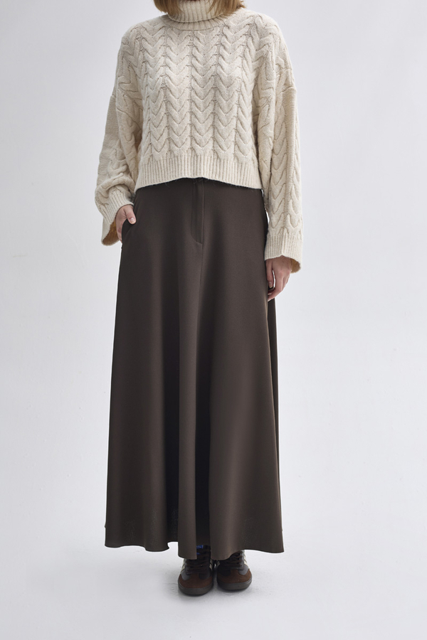 A-Line Skirt Dark Brown 