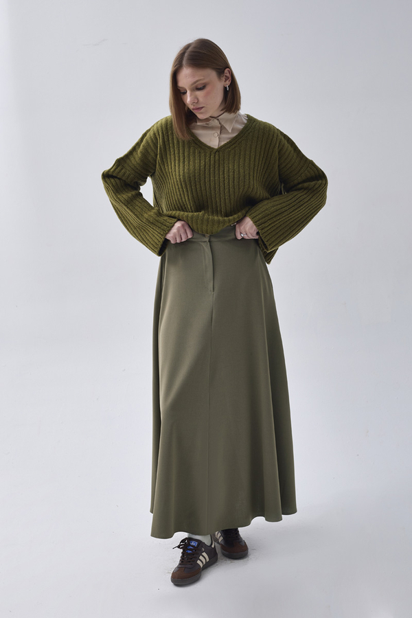 A-Line Skirt Khaki - 7