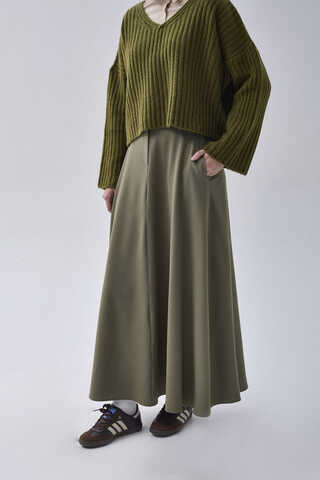 A-Line Skirt Khaki - 11