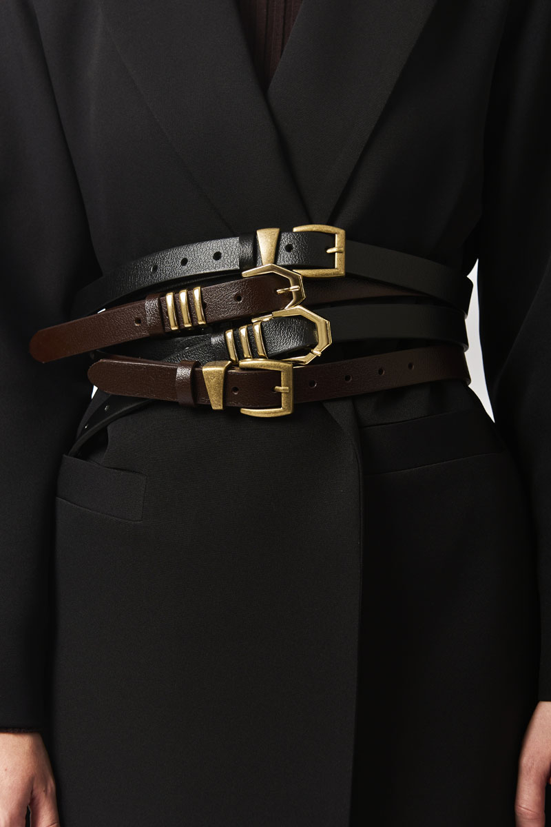 Antique Buckle Belt Brown