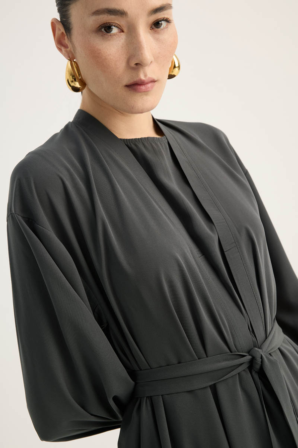 Arka Parçalı Abaya Takım Antrasit - 11