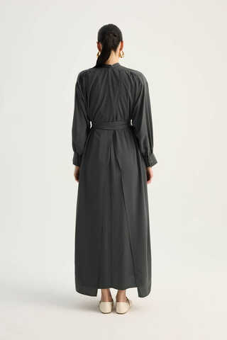 Arka Parçalı Abaya Takım Antrasit - 12