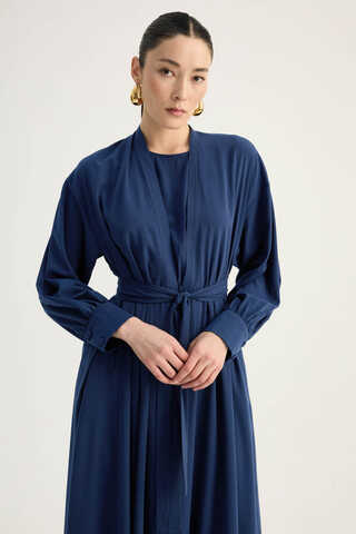 Arka Parçalı Abaya Takım Lacivert - 2