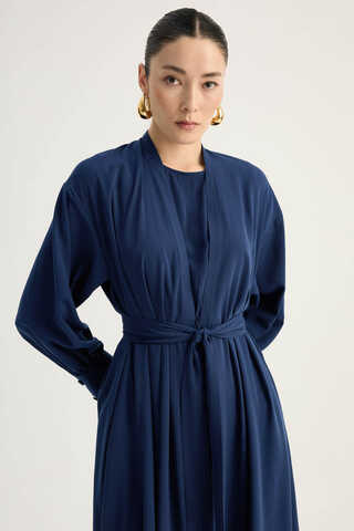 Arka Parçalı Abaya Takım Lacivert - 6