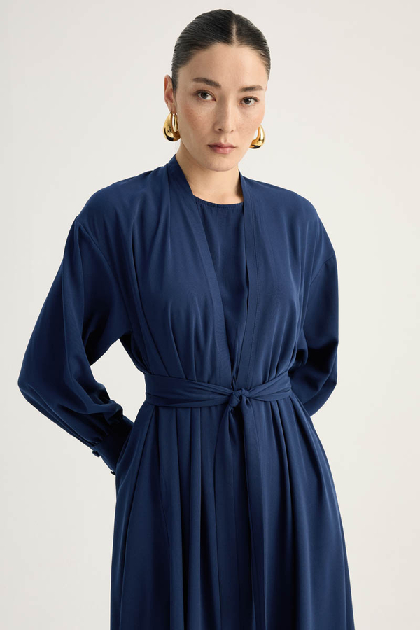 Arka Parçalı Abaya Takım Lacivert - 6