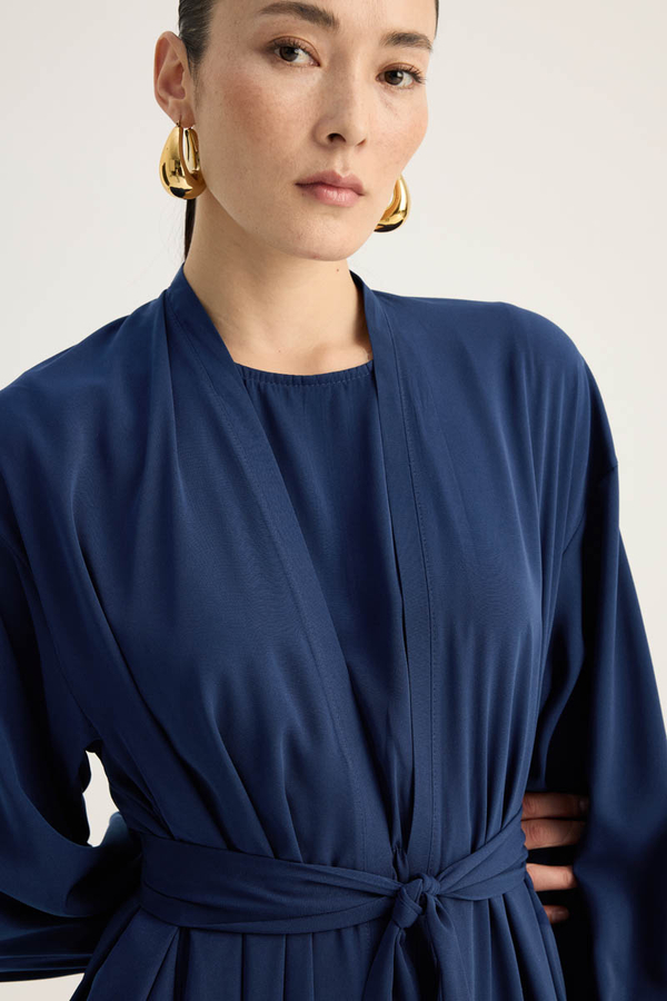 Arka Parçalı Abaya Takım Lacivert - 7