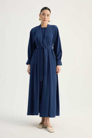 Arka Parçalı Abaya Takım Lacivert - 11