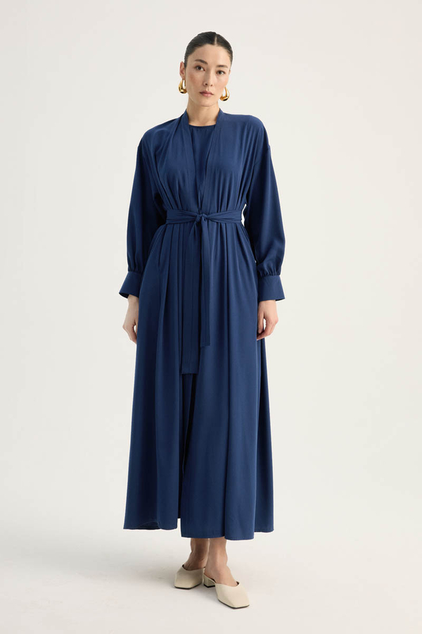 Arka Parçalı Abaya Takım Lacivert - 11