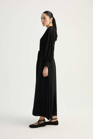 Arka Parçalı Abaya Takım Siyah - 6