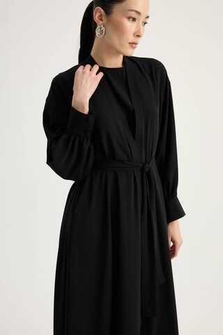 Arka Parçalı Abaya Takım Siyah - 10