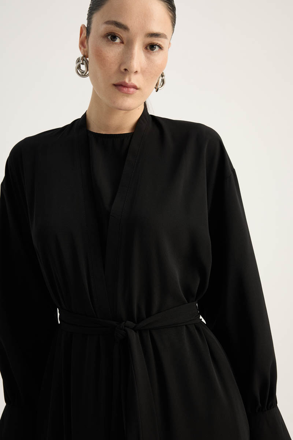 Arka Parçalı Abaya Takım Siyah - 12