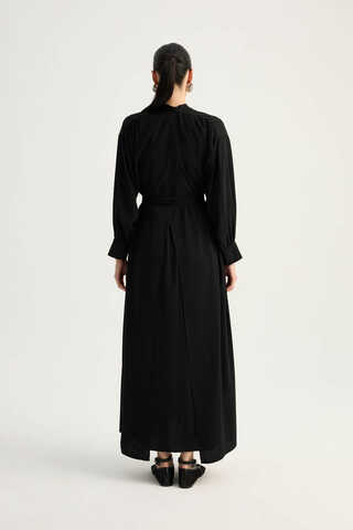 Arka Parçalı Abaya Takım Siyah - 15