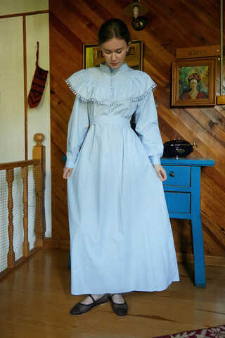 Robası Volan Detaylı Elbise Bebe Mavisi - 8