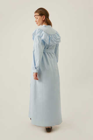 Robası Volan Detaylı Elbise Bebe Mavisi - 19