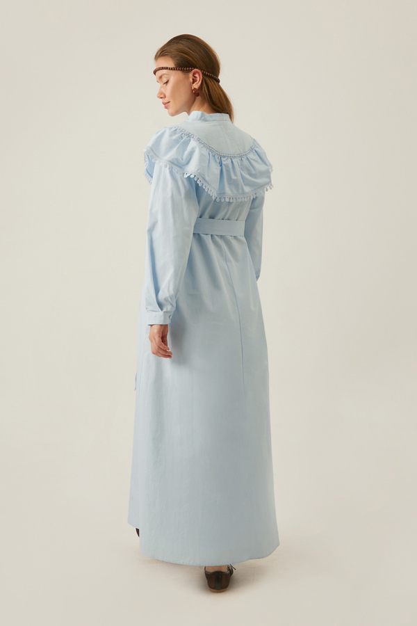 Robası Volan Detaylı Elbise Bebe Mavisi - 19