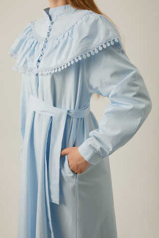 Robası Volan Detaylı Elbise Bebe Mavisi - 12