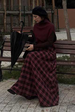 Balıkçı Yaka Triko Süveter Bordo - 1