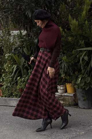 Balıkçı Yaka Triko Süveter Bordo - 2