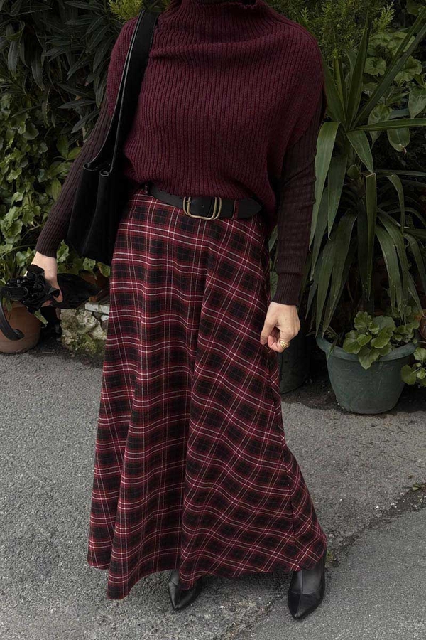 Balıkçı Yaka Triko Süveter Bordo - 5