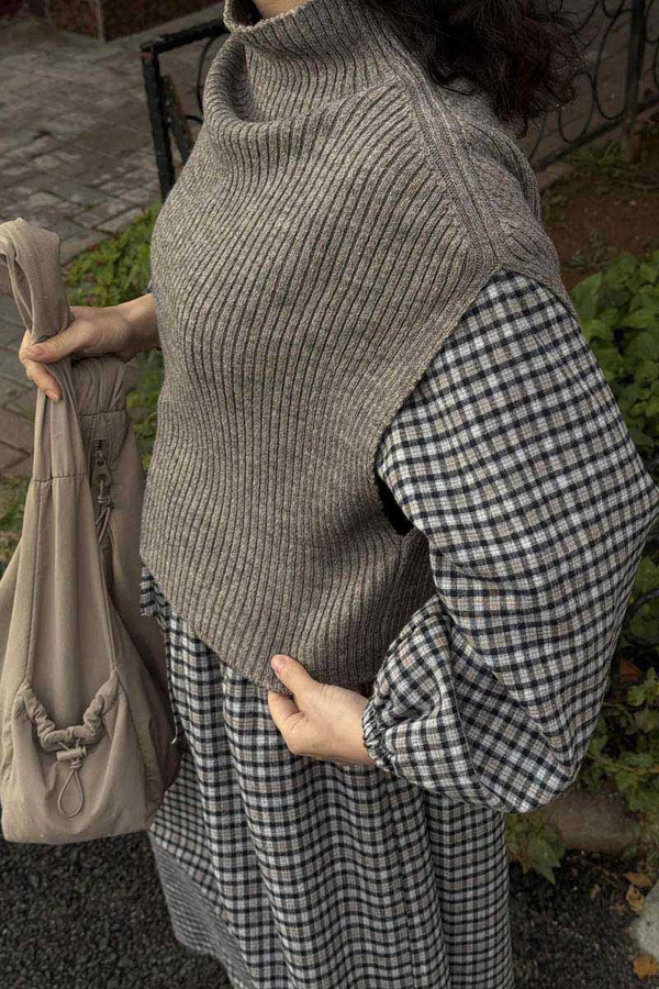 Balıkçı Yaka Triko Süveter Toprak - 5