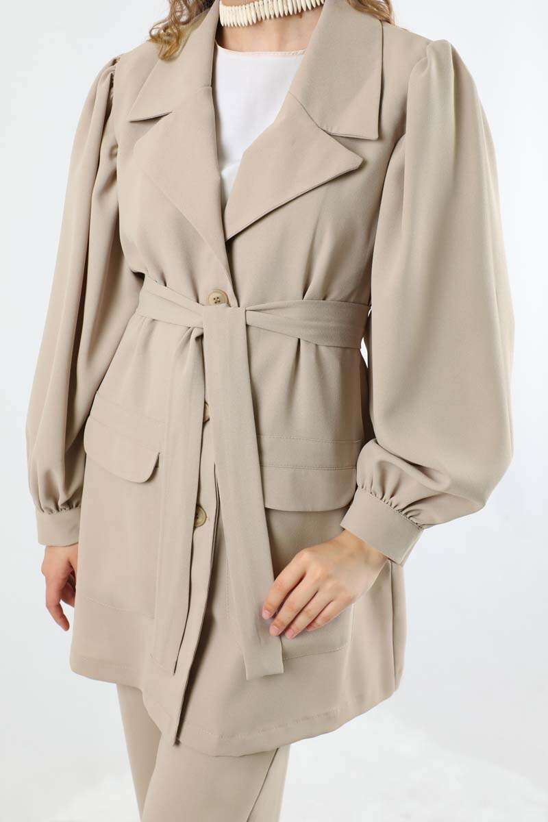 3510231 Black Balloon Sleeve Jacket