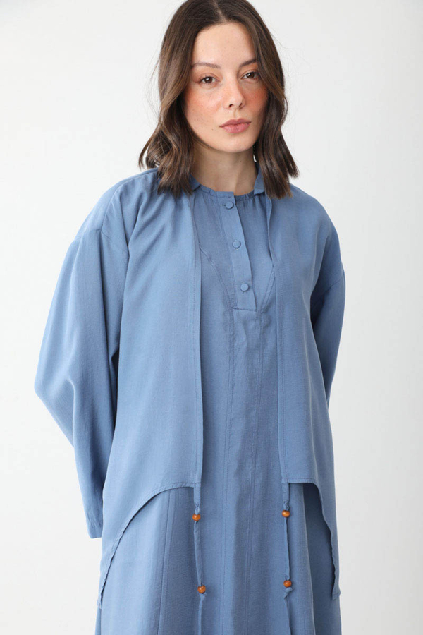 Beaded Jilbab Set Indigo - 5