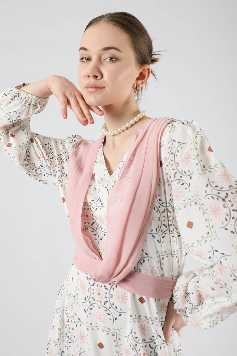 Buy Sash Detailed Dress Powder Zülays