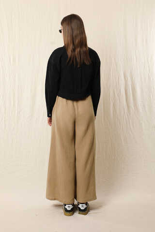 Bol Paça Müslin Pantolon Vizon - 6