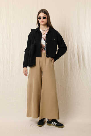 Bol Paça Müslin Pantolon Vizon - 2