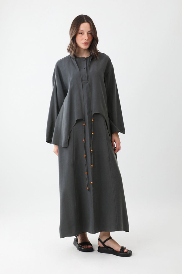 Boncuklu Jile Takım Antrasit - 2