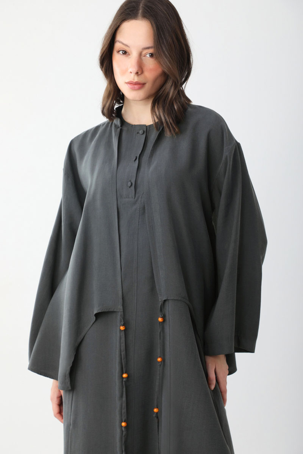 Boncuklu Jile Takım Antrasit - 4