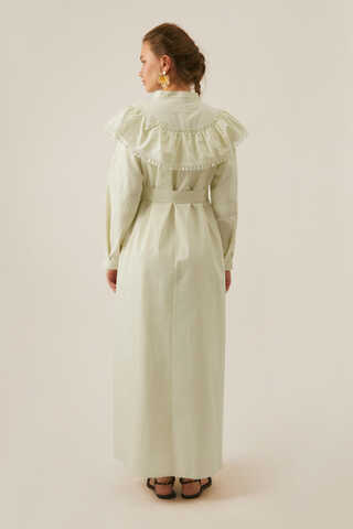 Robası Volan Detaylı Elbise Tereyağı Sarısı - 17