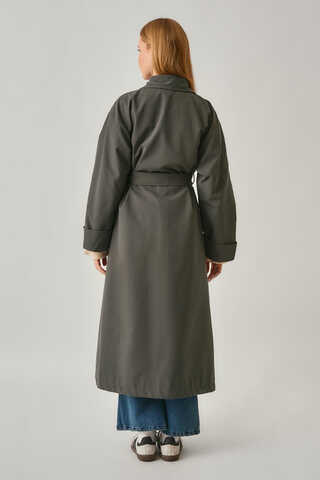 Buttoned Long Trenchcoat Anthracite - 9