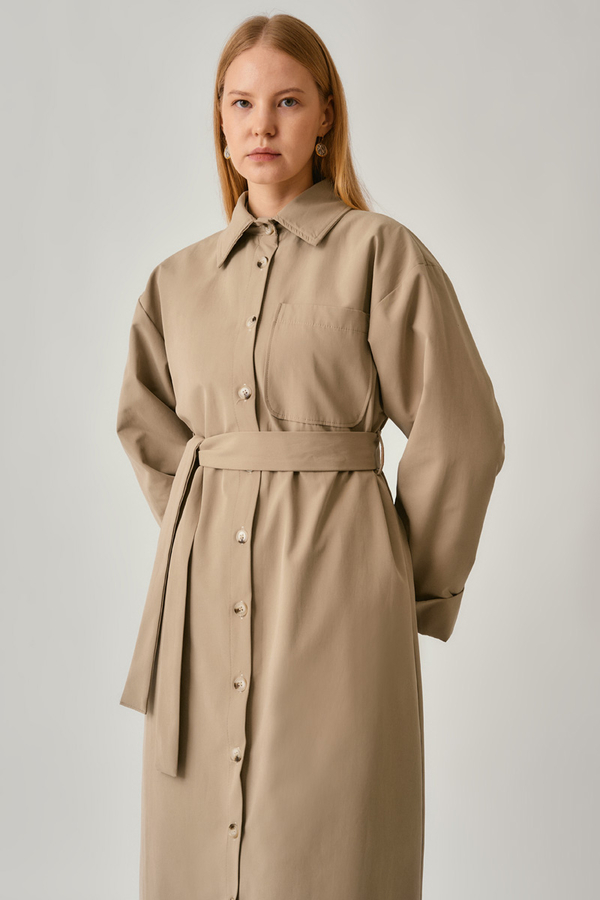 Buttoned Long Trenchcoat Beige - 8
