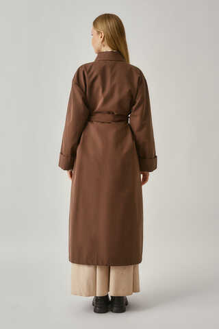 Buttoned Long Trenchcoat Brown - 8