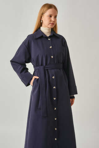 Buttoned Long Trenchcoat Navy - 21