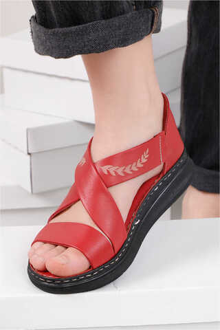  - Çapraz Bağlama Sandalet Kırmızı (1)