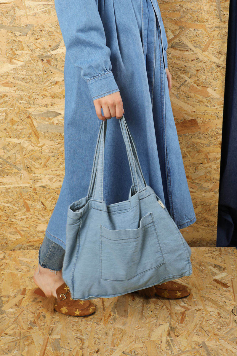 Cepli Denim Çanta Açık Mavi