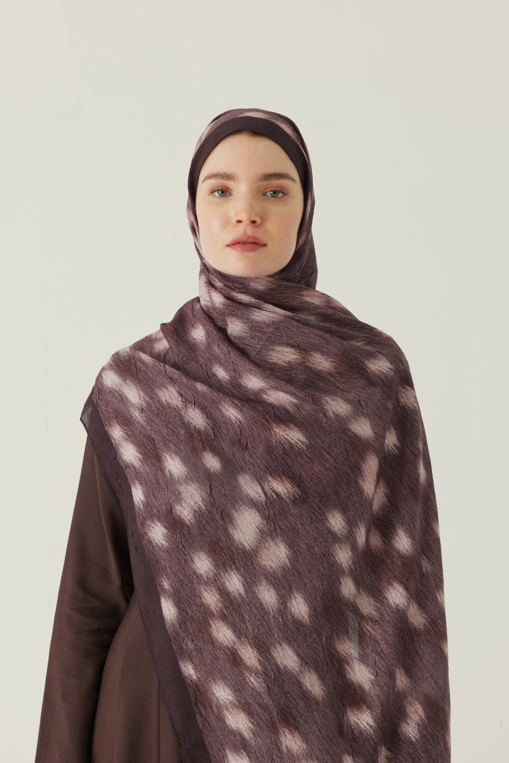 Ceylan Desen Bambu Şal Acı Kahve - 3