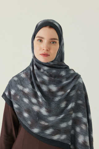 Ceylan Desen Bambu Şal Antrasit - 2