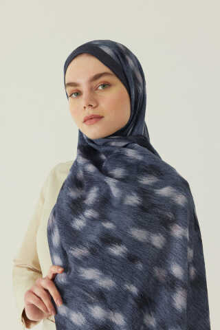 Ceylan Desen Bambu Şal Lacivert - 1