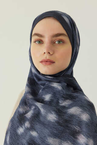 Ceylan Desen Bambu Şal Lacivert - 3