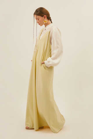 Floral Lace Detailed Sleeveless Dress Butter Yellow - 13