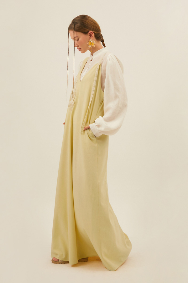 Floral Lace Detailed Sleeveless Dress Butter Yellow - 13