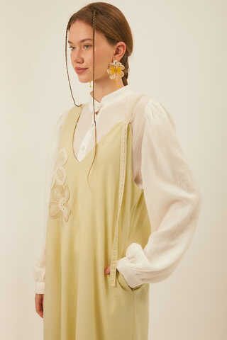 Floral Lace Detailed Sleeveless Dress Butter Yellow - 15