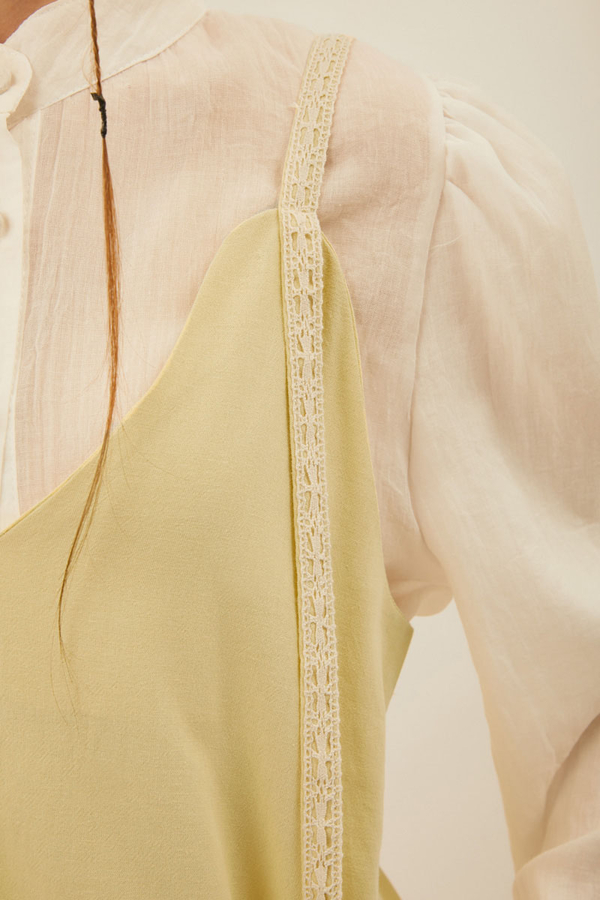 Floral Lace Detailed Sleeveless Dress Butter Yellow - 16