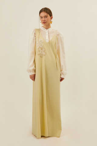 Floral Lace Detailed Sleeveless Dress Butter Yellow - 12