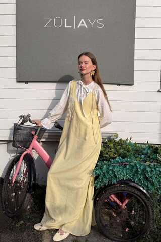 Floral Lace Detailed Sleeveless Dress Butter Yellow - 2