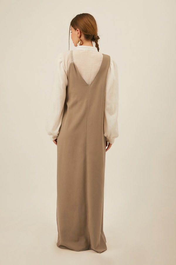 Çiçek Dantelli Jile Vizon - 2