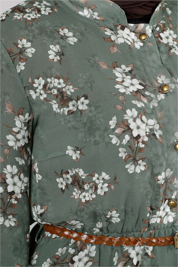 Çiçekli Şifon Elbise Çağla